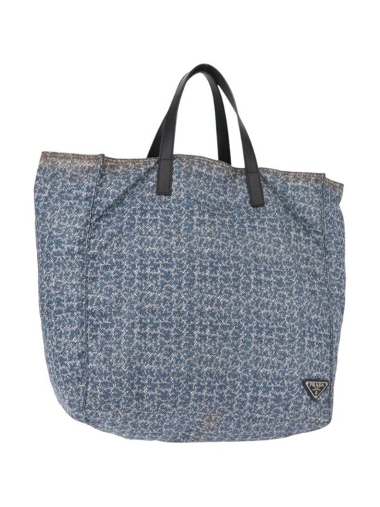 PRADA Handbags - PRADA Tote Bag Nylon Blue Silver